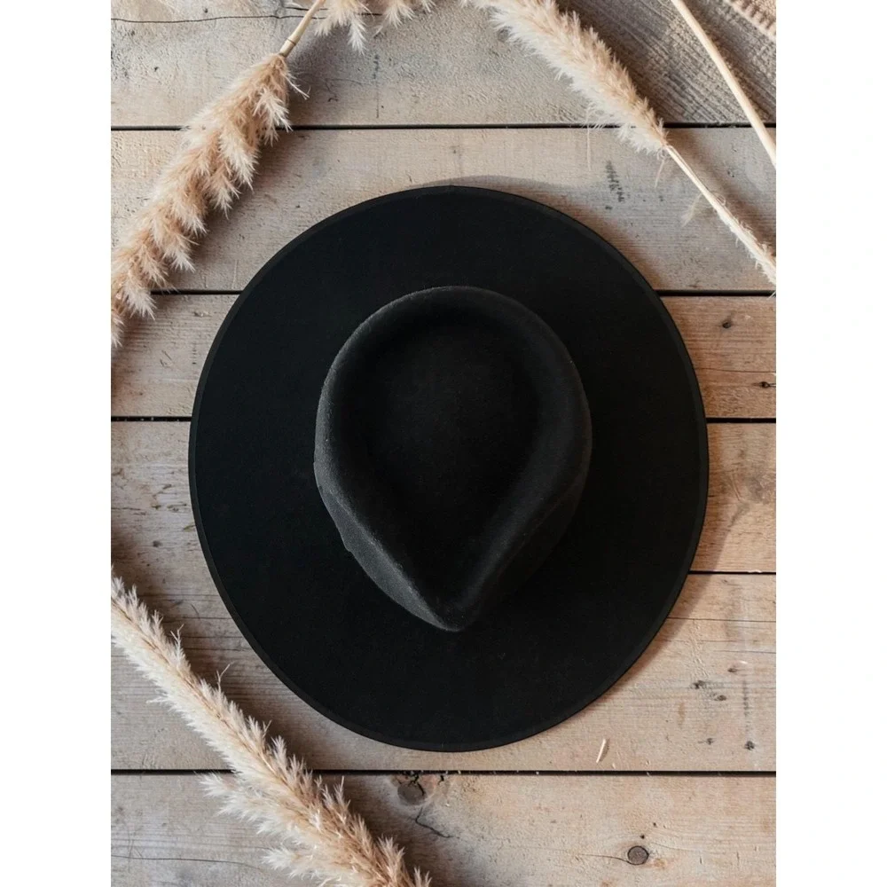 NEW Lack of Color Noir‎ Rancher Hat Black Wool Fedora Western Size Medium Boho